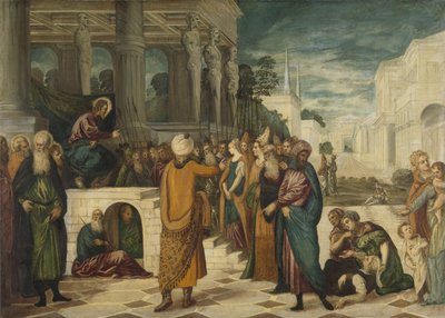 Cristo y la adúltera, 1550-80 de Jacopo Robusti Tintoretto