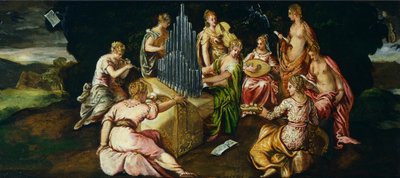 Concurso entre Musas y Pierides, por Jacopo Robusti conocido como Tintoretto (1519-1594) de Jacopo Robusti Tintoretto