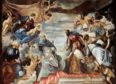 Dogo Nicolo da Ponte arrodillado frente a la Virgen de Jacopo Robusti Tintoretto