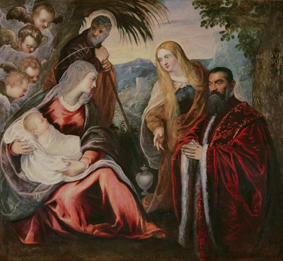 Sagrada Familia con Matteo Saranzo de Jacopo Robusti Tintoretto