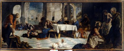 Jesucristo lavando los pies de sus discípulos. Pintura de Jacopo Robusti detto Il Tintoretto de Jacopo Robusti Tintoretto
