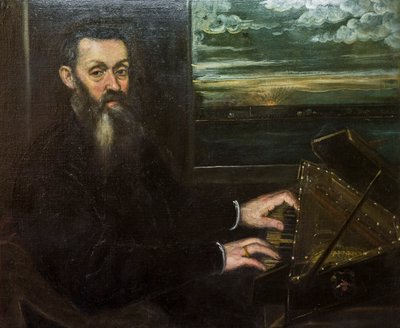 Retrato de un anciano en la espineta de Jacopo Robusti Tintoretto