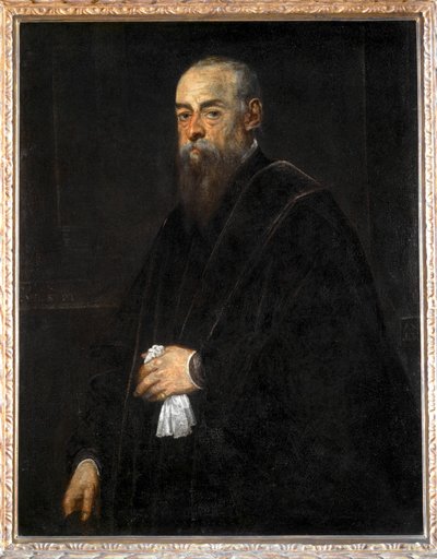 Retrato de un anciano con un pañuelo en la mano ... de Jacopo Robusti Tintoretto