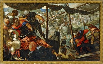 Escena de una batalla entre turcos y cristianos ... (pintura sobre lienzo) de Jacopo Robusti Tintoretto