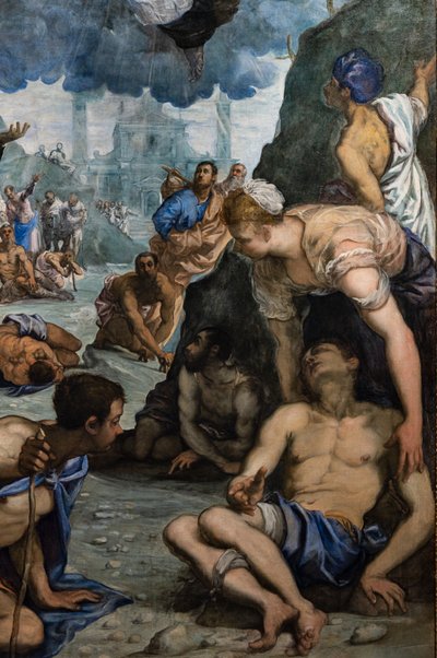 San Agustín cura a los cojos, detalle de Jacopo Robusti Tintoretto