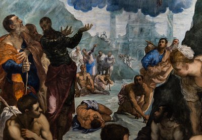 San Agustín cura a los cojos, detalle de Jacopo Robusti Tintoretto