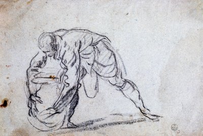 Estudio para figura masculina inclinada de Jacopo Robusti Tintoretto