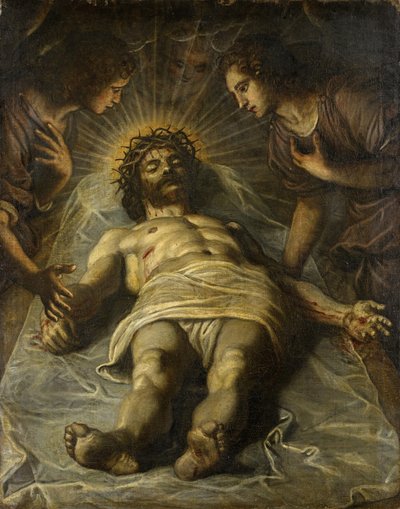 El Cristo muerto con dos ángeles de Jacopo Robusti Tintoretto