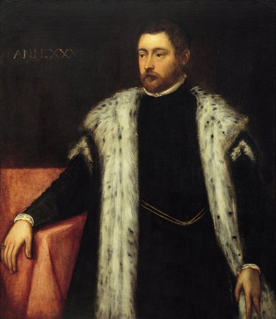 Joven de veinticinco años con abrigo de piel de Jacopo Tintoretto