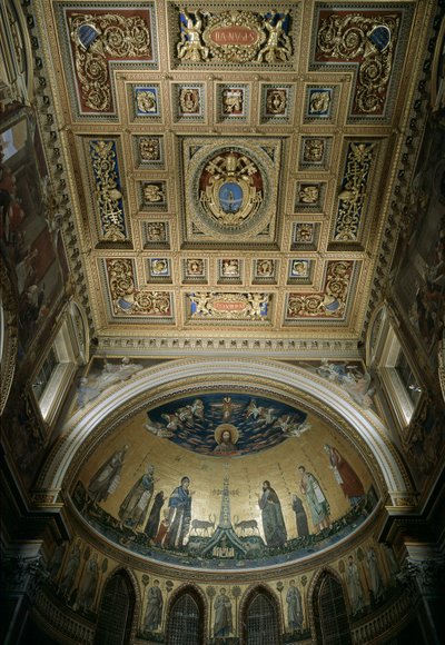 Vista interior del ábside de la Basílica de San Juan de Letrán (San Giovanni in Laterano). Mosaico de Jacopo Torriti y Jacopo da Camerino representando Jerusalén Celeste de Jacopo Torriti
