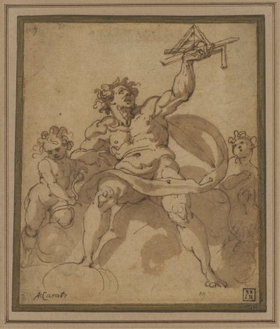 Una alegoría de la arquitectura: una figura masculina con dos amorcillos de Jacopo Zucchi