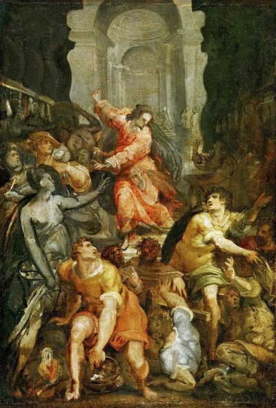 Cristo expulsando a los mercaderes del templo, ca. 1588 de Jacopo Zucchi