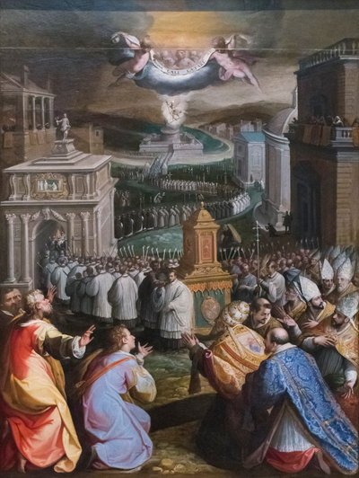 Procesión de San Gregorio Magno (óleo sobre lienzo) de Jacopo Zucchi