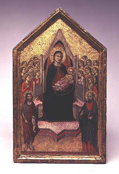 La Virgen y el Niño con San Juan Bautista, San Pablo y ángeles de Jacopo del Casentino
