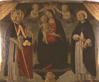 Madonna flanqueada por San Nicolás y San Pedro Mártir de Jacopo del Sellaio
