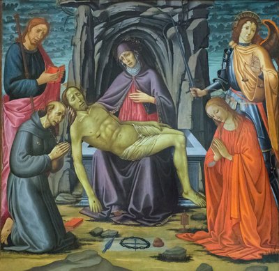 La deposición y los santos de Jacopo del Sellaio