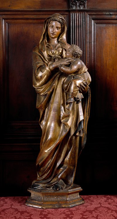 Virgen y Niño. Escultura de madera de Jacopo della Quercia