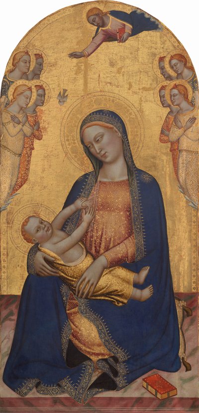 Madonna y niño con Dios Padre bendiciendo y ángeles de Jacopo di Cione