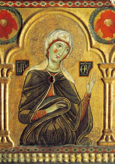 Figura de María, de Redentor con la Madonna y tres santos de Jacopo di Meliore