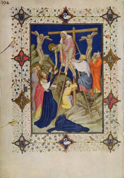 MS 11060-11061 Horas de la Cruz: Vísperas, el Descendimiento de la Cruz de Jacquemart de Hesdin