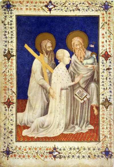 Juan, Duque de Berry de rodillas entre San Andrés y San Juan, francés, de las 