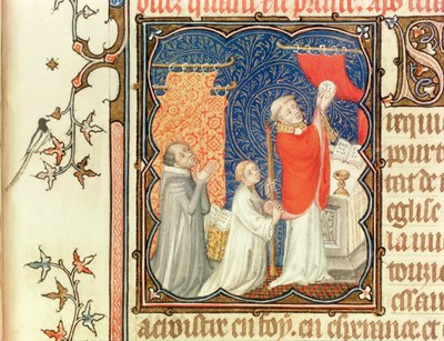 Ms Lat 18014 Jean de France (1340-1416) Duque de Berry rezando antes de la elevación de la hostia, de Les Petites Heures de Duc de Berry, c.1385-90 de Jacquemart de Hesdin