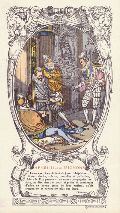 El rey Enrique III de Francia y sus favoritos, los Mignons de Jacques Emile (after) Blanche