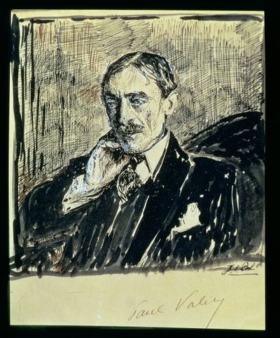 Retrato del escritor francés Paul Ambroise Valery (1871-1945) (tinta sobre papel) de Jacques Emile Blanche