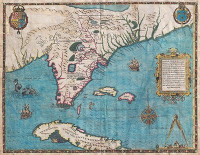 Mapa de Florida y Cuba por Jacques Le Moyne de Jacques  Le Moyne