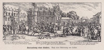 Destrucción de un monasterio durante la Guerra de los Treinta Años de Jacques (after) Callot