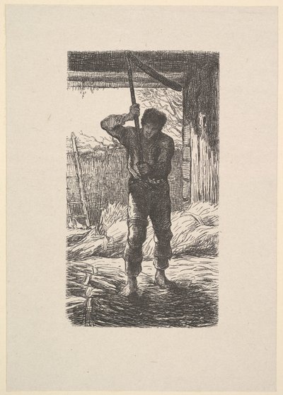 Hombre trillando trigo, 1853 de Jacques Adrien Lavieille