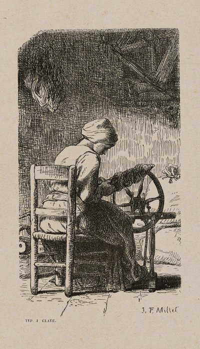 Mujer Hilando de Jacques Adrien Lavieille