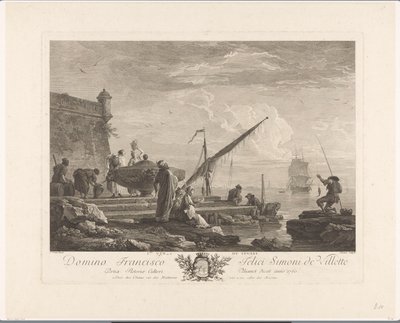 Cifras en la orilla de un río en el Levante 1ere vue du Levant (título sobre objeto) de Jacques Aliamet