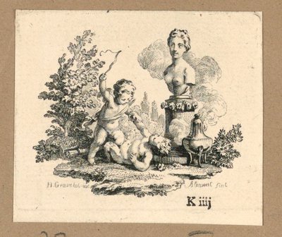 Estampa, Cupido castigando a una chica sátiro de Jacques Alianet