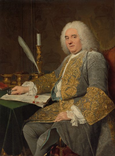 Retrato de Jean-Gabriel du Theil en la firma del Tratado de Viena de Jacques André Joseph Aved