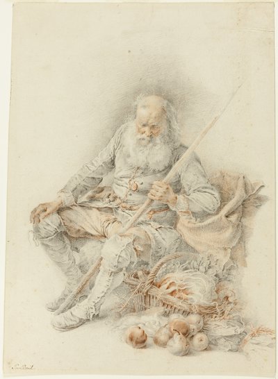 Anciano con una cesta de frutas y verduras de Jacques André Portail