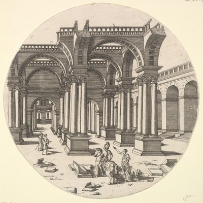 Vista perspectival, Templo de Isis, 1551 de Jacques Androuet Du Cerceau