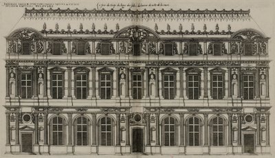 La fachada de Pierre Lescot publicada en 1576 de Jacques Androuet Ducerceau
