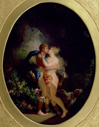 Venus y Adonis (óleo) de Jacques Antoine (circle of) Vallin