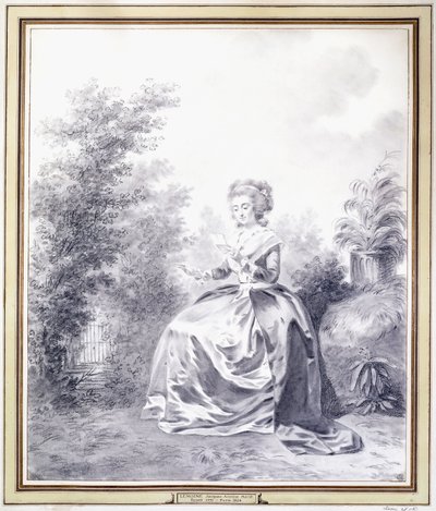 Retrato de Elisabeth Louise Vigee-Lebrun leyendo una carta sentada en el jardín de Jacques Antoine Marie Lemoine