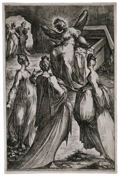 Las santas mujeres en el sepulcro (grabado) de Jacques Bellange