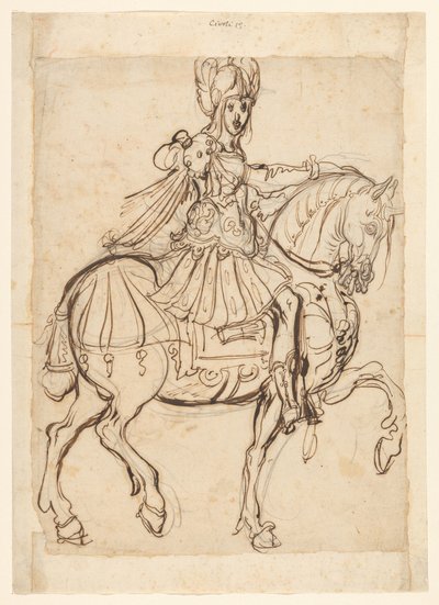 Veldheer a caballo, cabalgando hacia la derecha de Jacques Bellange