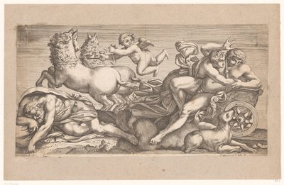 Céfalo llevado por Aurora en su carro Escenas mitológicas después de frescos en el Palacio Farnese en Roma (título de la serie) de Jacques Belly