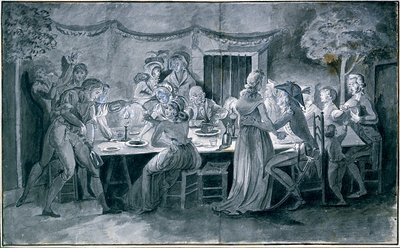 Cena de boda durante la Revolución. Dibujo de Jacques Bertaux (1745-1818) París de Jacques Bertaux