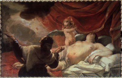 ""Danae"" Zeus se presenta a Danae para seducirla en forma de lluvia de monedas de oro. Pintura de Jacques Blanchard (1600-1638) Museo Estatal al Aire Libre del siglo XVII Tsarskoye Selo, San Petersburgo, Rusia de Jacques Blanchard