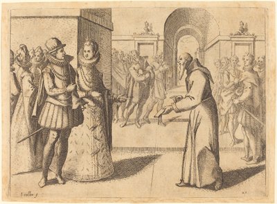 Un capuchino trayendo agradecimientos del Rey de Baviera de Jacques Callot