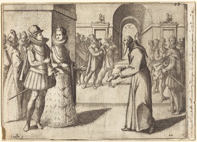 Un capuchino lleva los agradecimientos del rey de Baviera [recto] de Jacques Callot