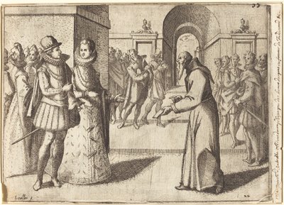 Un Capuchino trayendo los agradecimientos del Rey de Baviera [recto] de Jacques Callot