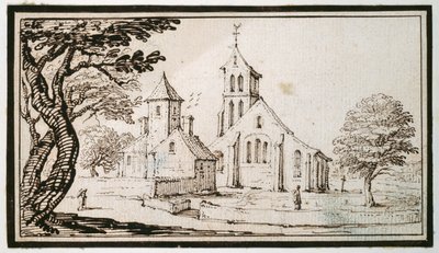 Una iglesia en Lorena y un edificio vecino de Jacques Callot