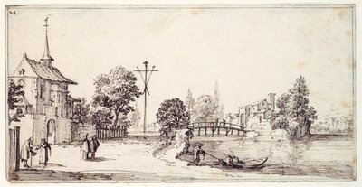 Un camino a lo largo de la orilla del río de Jacques Callot